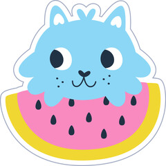 Cat Eating Watermelon Sticker