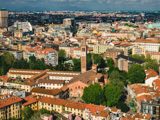 Naklejka premium defaaerial photo with drone of the city of Milan Italy in the Navigli neighborhoodult