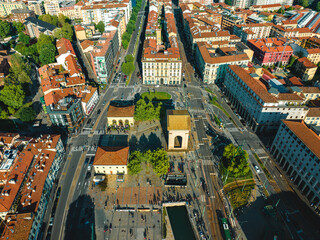 Fototapeta premium defaaerial photo with drone of the city of Milan Italy in the Navigli neighborhoodult