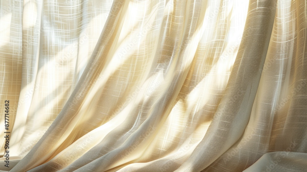 Poster sunlight filtered through curtains fabric background empty space