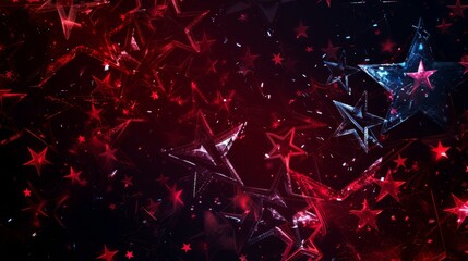 This image features a dazzling array of red and blue stars in an abstract, dynamic pattern, perfect for festive and celebratory themes, packed with vibrant colors and energy.