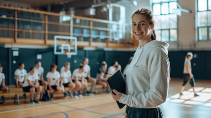 The gym coach smiling brightly