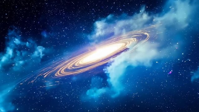 A retro vector illustration of a white, unidentified flying object soaring through a starry night sky