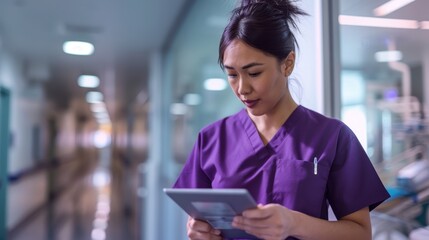 Fototapeta premium The nurse with tablet