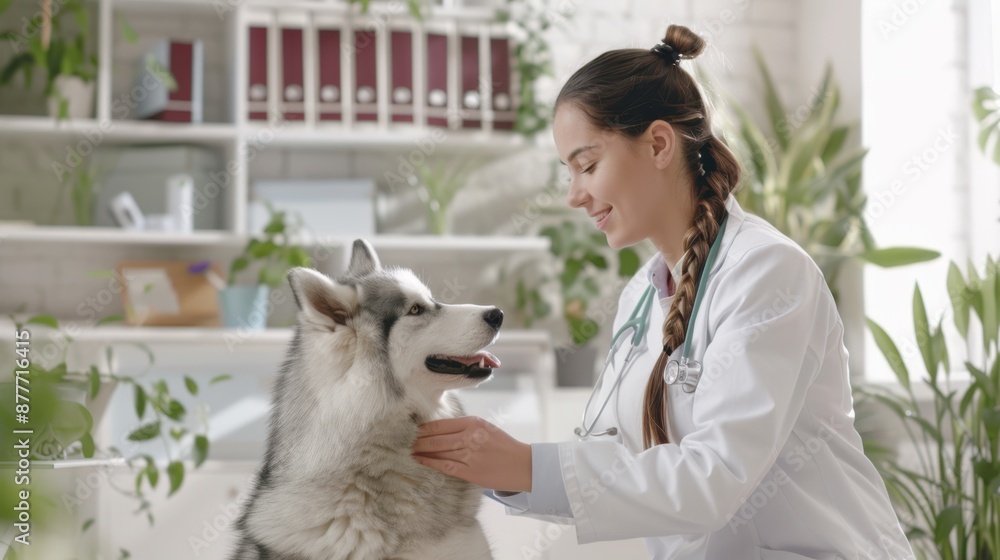 Poster The veterinarian and dog