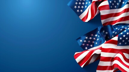 This image presents a crumbled American flag art over a blue background. It conveys patriotic sentiments and evokes feelings of national pride and unity, perfect for festive use.