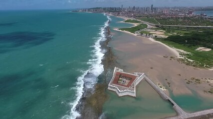 Aerial view of Reis Magos Fortress, built in 1598 - Natal, Rio Grande do Norte, Brazil
