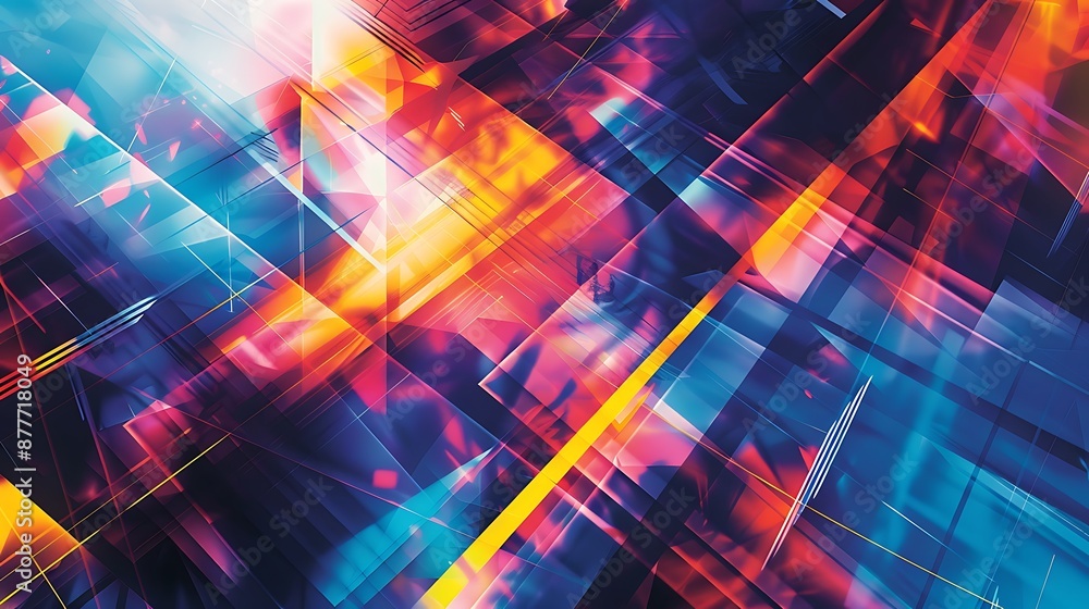 Poster abstract geometric design with vibrant colors