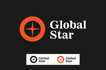 Global star with round shape logo design vector image editable