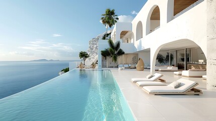 Fototapeta premium Luxury Villa with Infinity Pool overlooking Ocean