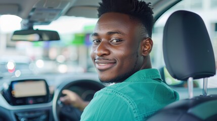The smiling car driver