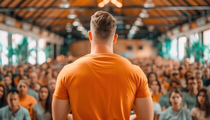 Motivational Speaker Inspiring Audience With Powerful Words, A Powerful Speaker Inspiring His Audience During a Conference, Sharing His Wisdom and Encouraging Them to Achieve Their Goals The