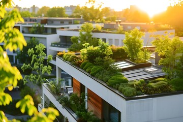Green Rooftops in a Modern Cityscape