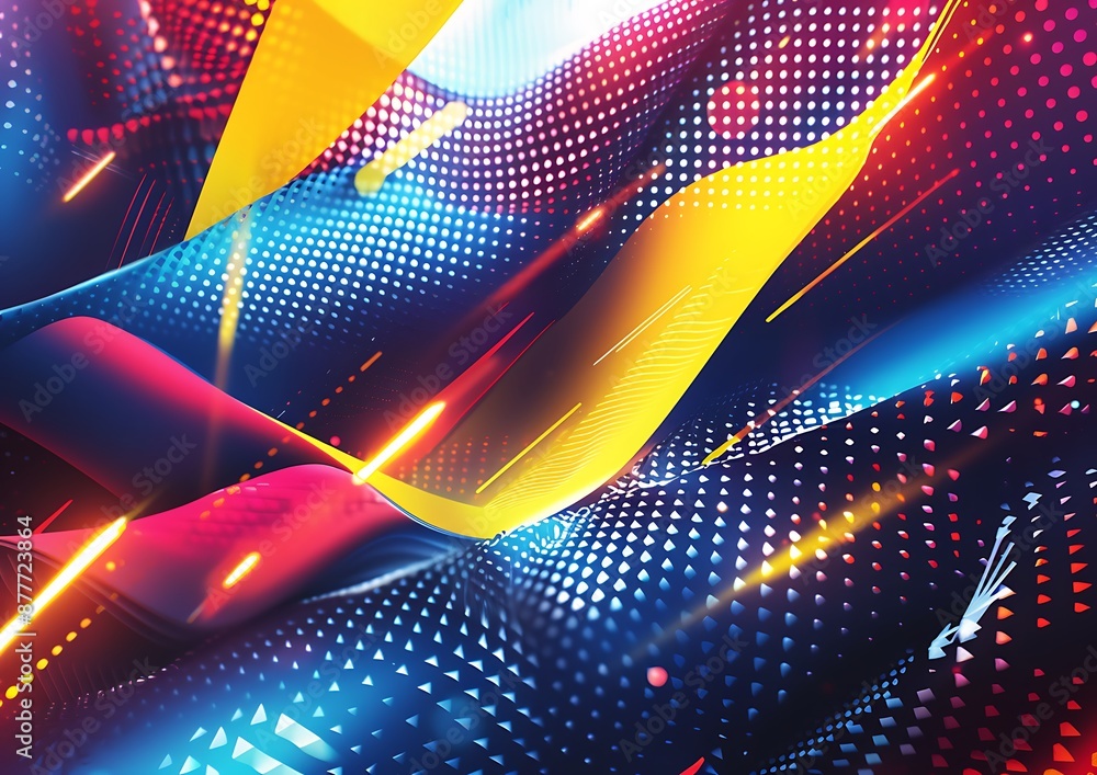 Poster abstract colorful waves with dynamic lights