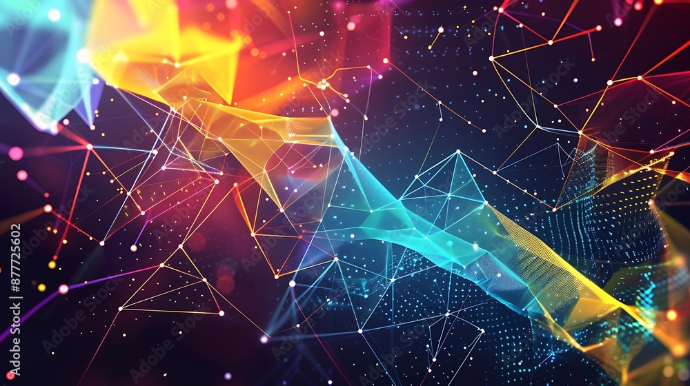Poster abstract digital network with vivid colors