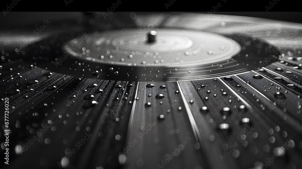Aufkleber a record with water droplets on it - generative ai