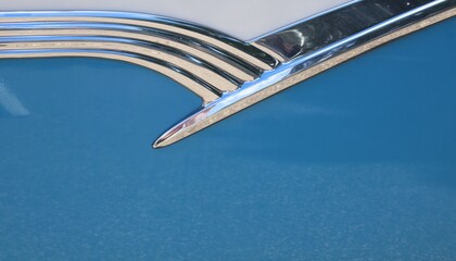 Blue White Classic Car Chrome Trim Abstract