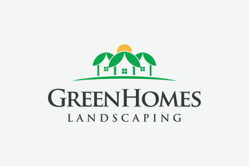 green homes real state landscape eco home logo design business name ideas vector image editable 