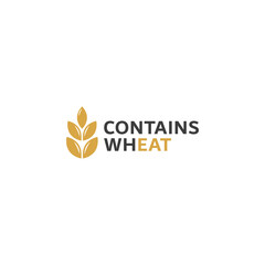 Contains wheat label or Contains wheat logo vector isolated. Best Contains wheat logo or label for healthy diet products. 