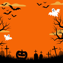 ハロウィン背景_ベクターイラスト（1:1）