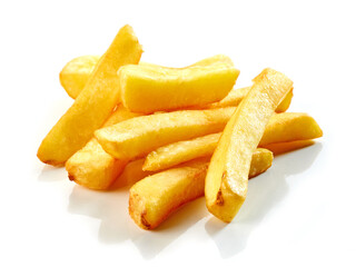 fried potatoes on white background