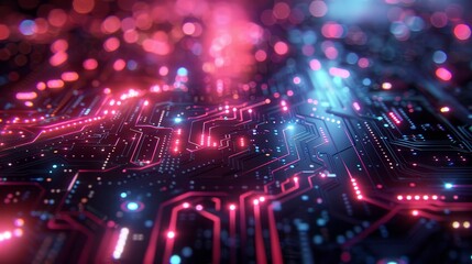 Obraz premium Luminous Tech Grids Neon Lines and Circuits