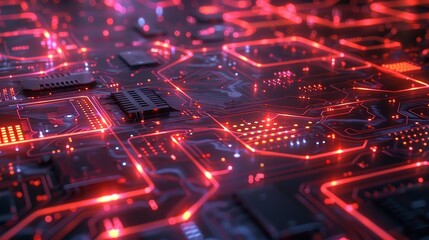 Obraz premium Electric Blueprints Neon Lines and Circuits