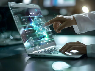 Advanced Medical Technology, Disease and clinical analysis, Medical science and biotechnology, Healthcare and medical doctor working, Virtual research of patient report, Advance research