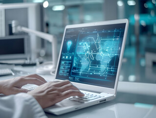 Advanced Medical Technology, Disease and clinical analysis, Medical science and biotechnology, Healthcare and medical doctor working, Virtual research of patient report, Advance research