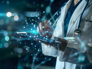 Advanced Medical Technology, Disease and clinical analysis, Medical science and biotechnology, Healthcare and medical doctor working, Virtual research of patient report, Advance research