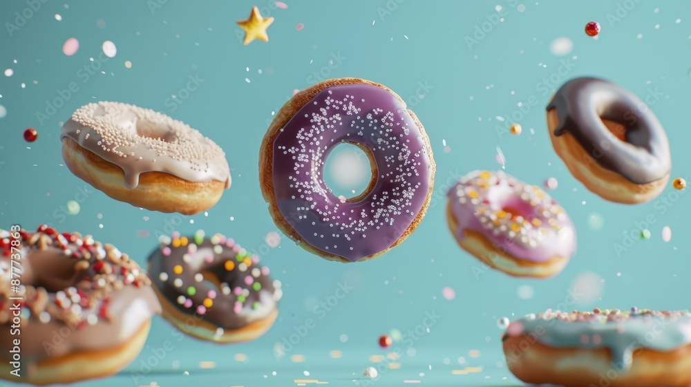 Canvas Prints The Floating Glazed Doughnuts