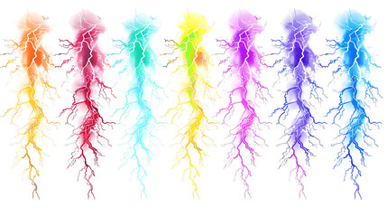 Set of colorful electricity isolated on withe background.