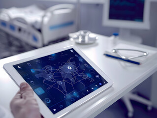 Fototapeta premium Advanced Medical Technology, Disease and clinical analysis, Medical science and biotechnology, Healthcare and medical doctor working, Virtual research of patient report, Advance research