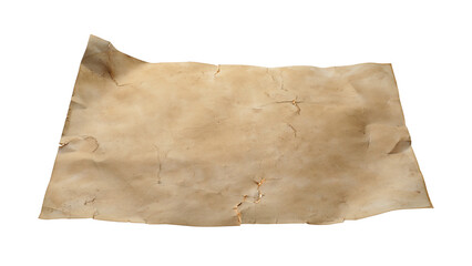 Fototapeta premium Sheet of old parchment paper isolated on white