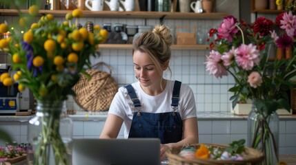 The woman in flower shop