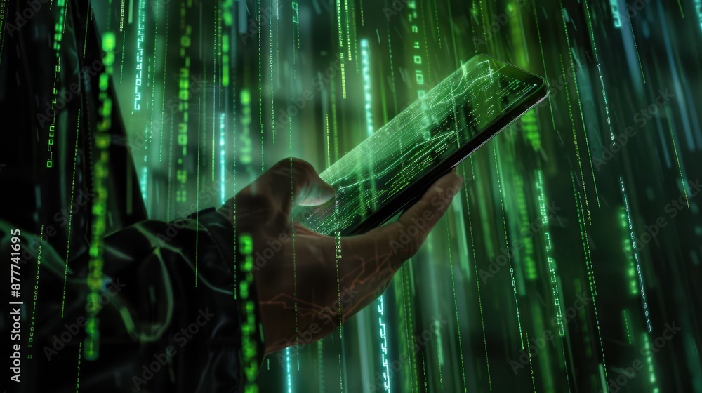 Poster a hacker's smartphone interaction