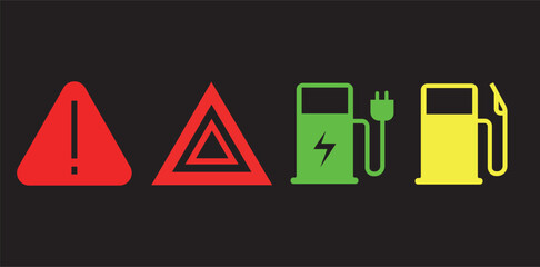 Veichle dashboard lights, car fault lights, veichle dashboard light icon set vector © Melek