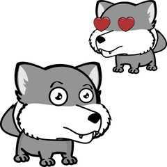 Chibi wolf cartoon kawaii expression pack collection in vector format