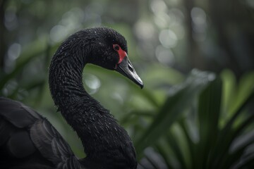 Fototapeta premium Black Swan, Macro,Left side view
