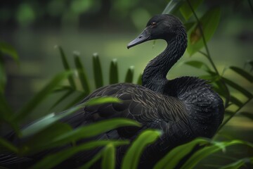 Naklejka premium Black Swan, Macro,Left side view
