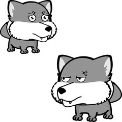 wolf cartoon kawaii expression pack collection in vector format