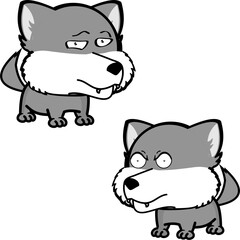 wolf cartoon kawaii expression pack collection in vector art 