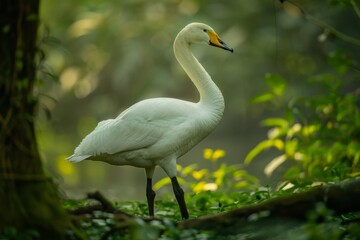 Full body view of Bewick's Swan in natural habitat, full body shot, full body View