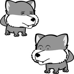 wolf cartoon kawaii expression pack collection in vector format