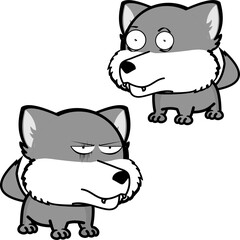 wolf cartoon kawaii expression pack collection in vector format