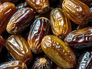 dates close up. date palm background. Date palm on a traditional craftsman market.Horizontal image.