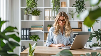 The woman in modern office