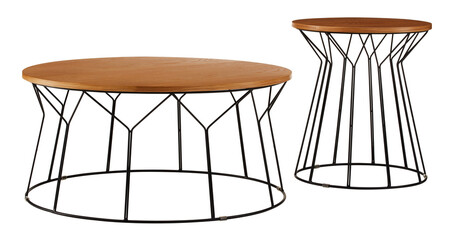 circular wooden table cut out isolated transparent background