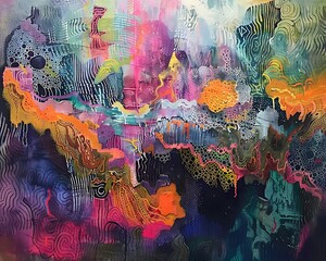 Abstract Art with Vibrant Colors and Intricate Patterns