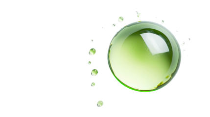 Green cosmetics liquid ball on a transparent background